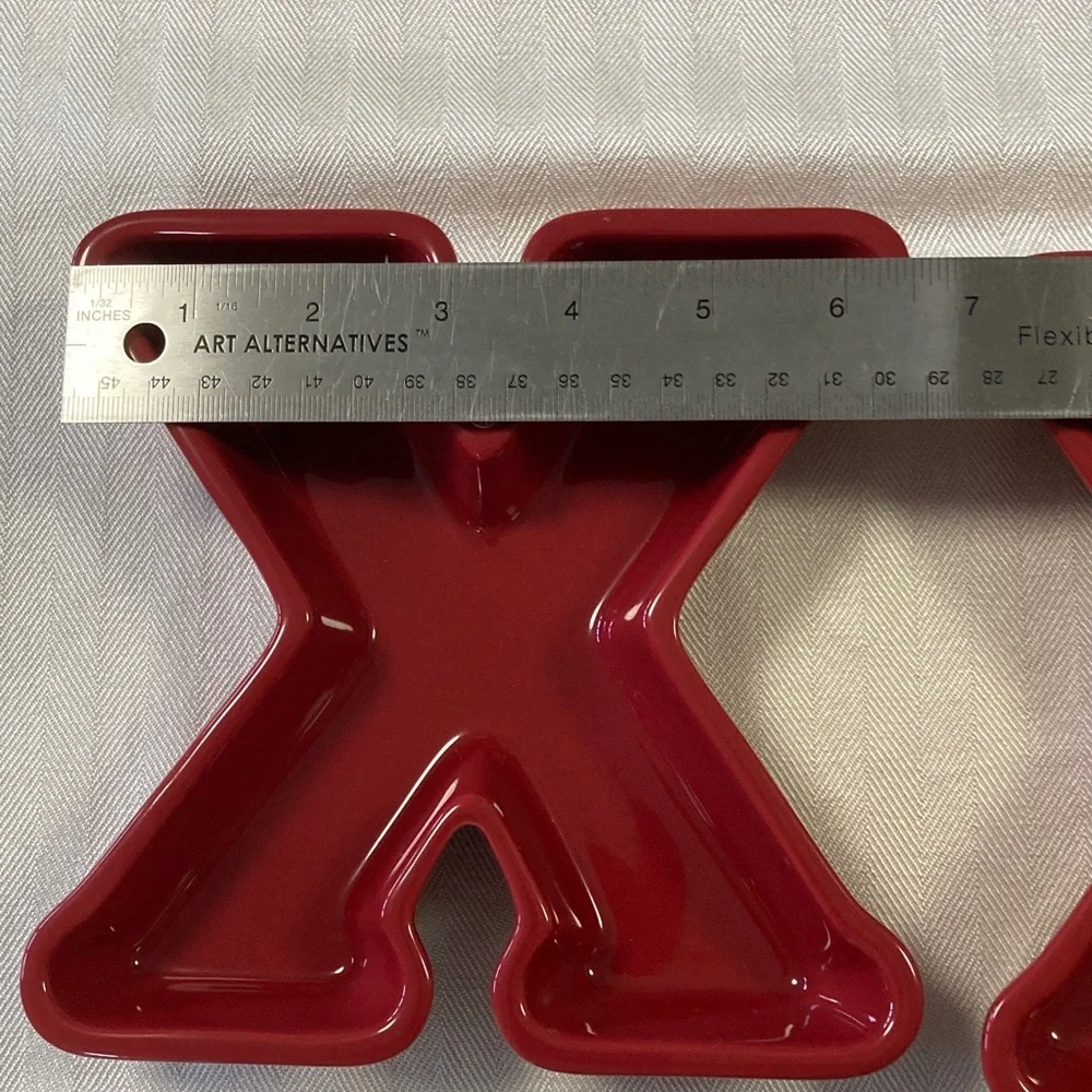 Pottery Barn Red Ceramic X-Shaped Trays Hugs